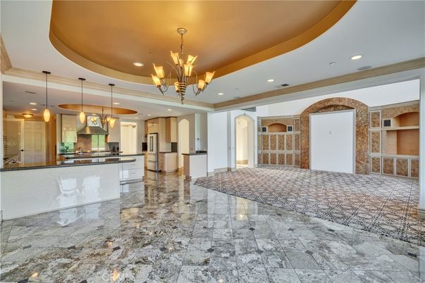 Chandelier, Interior, Kitchen, Pendant Lights, Recessed Lighting, Stainless Steel Appliances