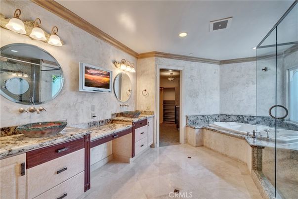 Bathroom, Dual Sink Vanities, Glass Shower, Interior, Recessed Lighting