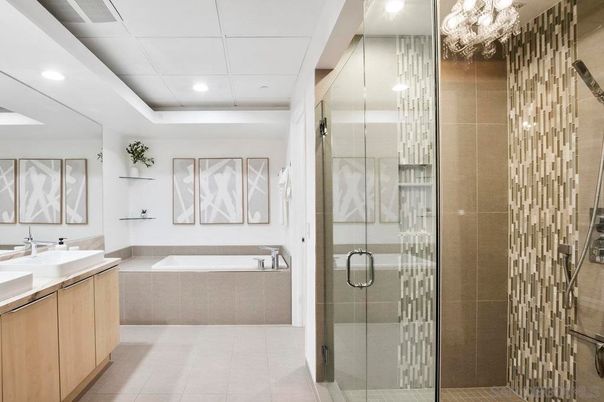 Bathroom, Glass Shower, Interior, Recessed Lighting