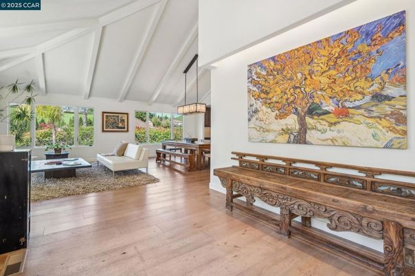 Dining room, Interior, Living room, Pendant Lights, Wood Texture Flooring