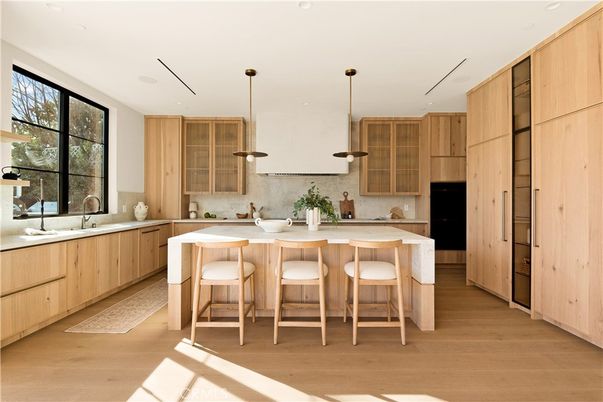 Interior, Kitchen, Pendant Lights, Recessed Lighting, Wood Texture Flooring
