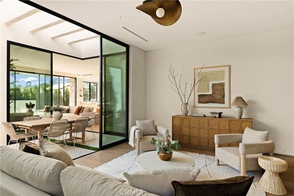 Dining room, Interior, Living room, Recessed Lighting, Wood Texture Flooring