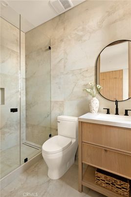 Bathroom, Glass Shower, Interior, Marble Walls