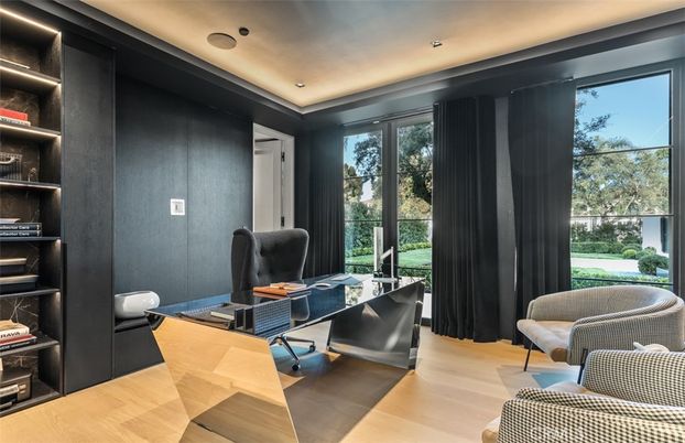Home Office, Interior, Recessed Lighting, Wood Texture Flooring