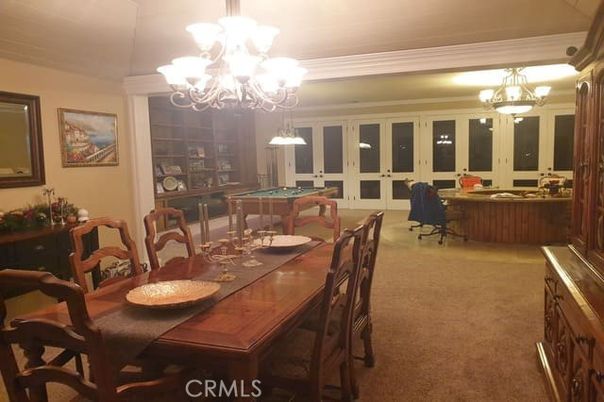 Billiard Table, Chandelier, Dining room, Game Room, Interior, Pendant Lights
