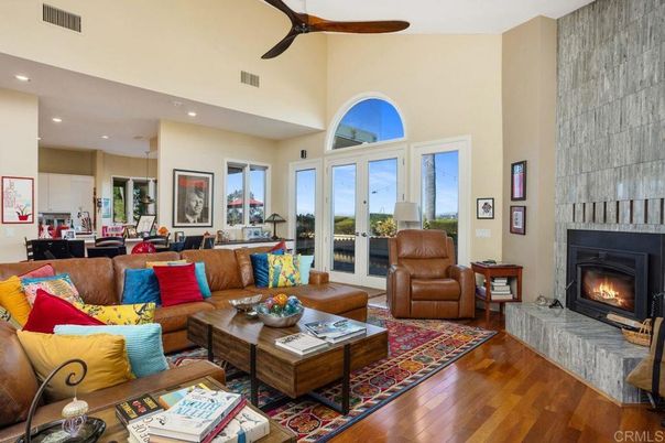 Dining room, Fireplace, Interior, Kitchen, Living room, Pendant Lights, Recessed Lighting, Wood Texture Flooring