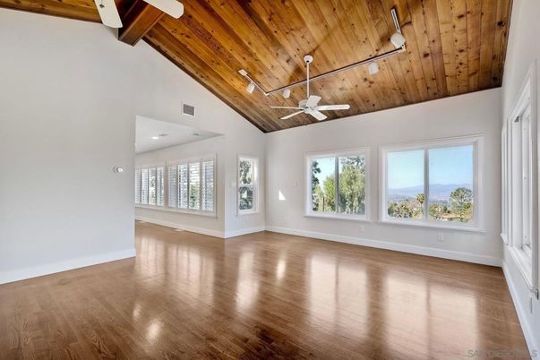 Empty room, Interior, Recessed Lighting, Wooden Beams, Wooden Ceilings, Wood Texture Flooring