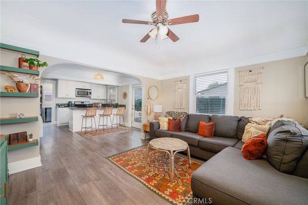Interior, Kitchen, Living room, Stainless Steel Appliances, Wood Texture Flooring
