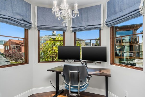 Chandelier, Home Office, Interior, Wood Texture Flooring