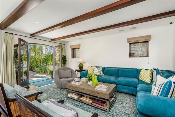Interior, Living room, Recessed Lighting, Wooden Beams
