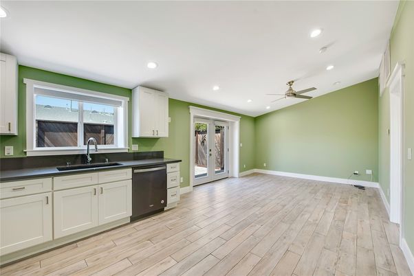 Interior, Kitchen, Recessed Lighting, Wood Texture Flooring