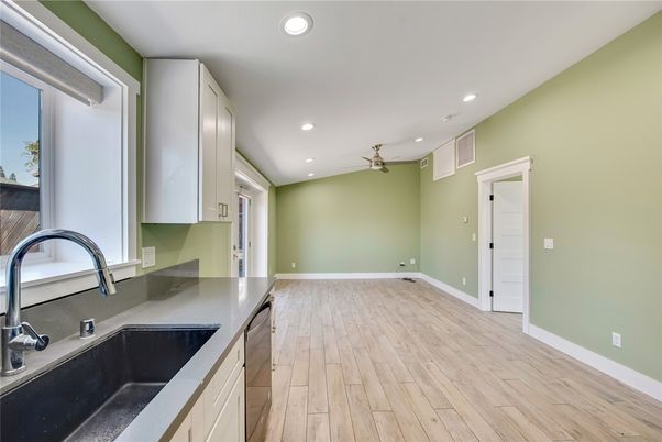 Interior, Kitchen, Recessed Lighting, Wood Texture Flooring