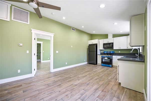Interior, Kitchen, Recessed Lighting, Wood Texture Flooring