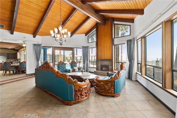 Chandelier, Dining room, Fireplace, Interior, Living room, Wooden Beams, Wooden Ceilings