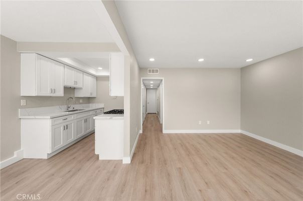 Interior, Kitchen, Recessed Lighting, Wood Texture Flooring