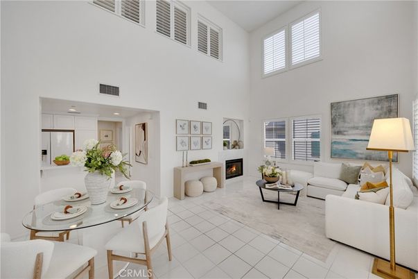 Dining room, Fireplace, Interior, Living room, Recessed Lighting