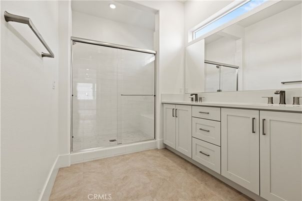 Bathroom, Dual Sink Vanities, Glass Shower, Interior, Recessed Lighting