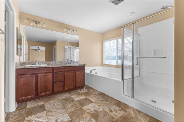 Bathroom, Dual Sink Vanities, Glass Shower, Interior, Recessed Lighting