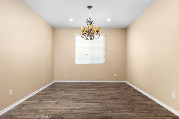 Chandelier, Empty room, Interior, Recessed Lighting, Wood Texture Flooring