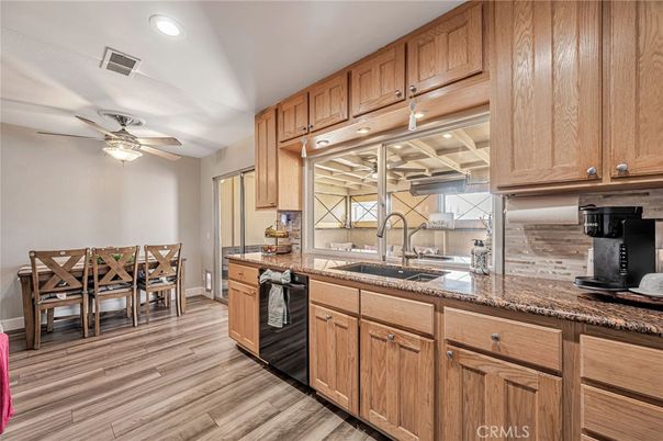 Dining room, Interior, Kitchen, Recessed Lighting, Wood Texture Flooring
