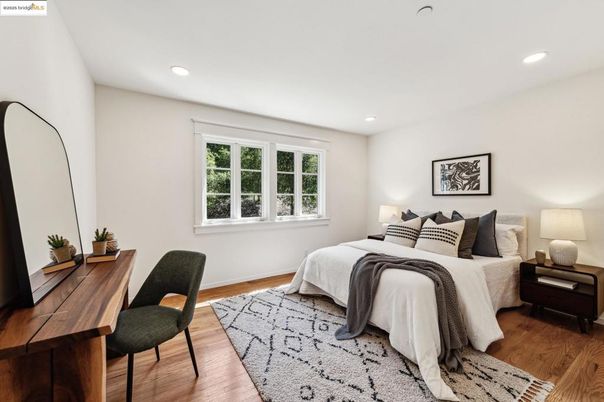 Bedroom, Home Office, Interior, Recessed Lighting, Wood Texture Flooring