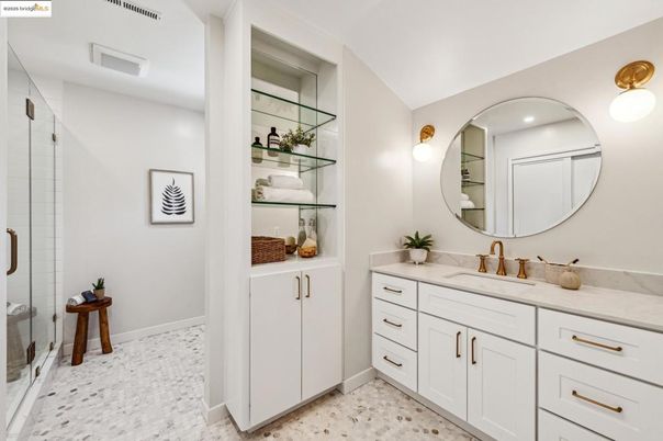 Bathroom, Dual Sink Vanities, Glass Shower, Interior, Recessed Lighting