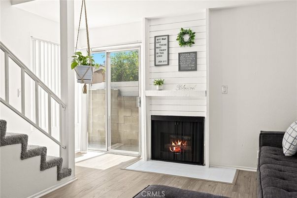 Fireplace, Interior, Pendant Lights, Wood Texture Flooring