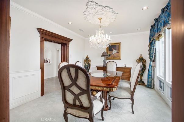 Chandelier, Dining room, Interior, Recessed Lighting