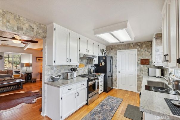 Interior, Kitchen, Stone Walls, Wood Texture Flooring