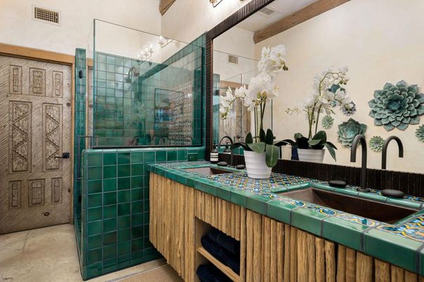 Bathroom, Dual Sink Vanities, Glass Shower, Interior, Tile Countertops