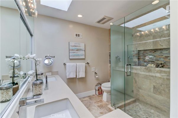 Bathroom, Dual Sink Vanities, Glass Shower, Interior, Recessed Lighting