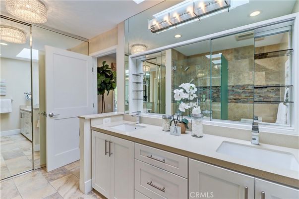 Bathroom, Dual Sink Vanities, Glass Shower, Interior, Recessed Lighting