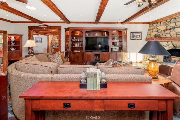 Bedroom, Interior, Living room, Recessed Lighting, Stone Walls, Wooden Beams