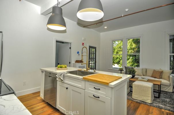 Interior, Kitchen, Living room, Recessed Lighting, Wood Texture Flooring