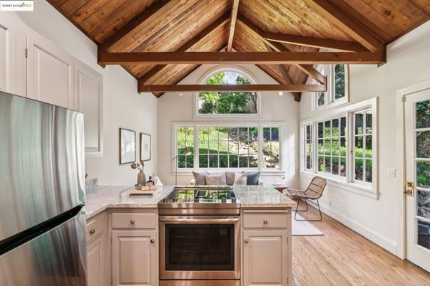 Interior, Kitchen, Stainless Steel Appliances, Wooden Beams, Wooden Ceilings, Wood Texture Flooring