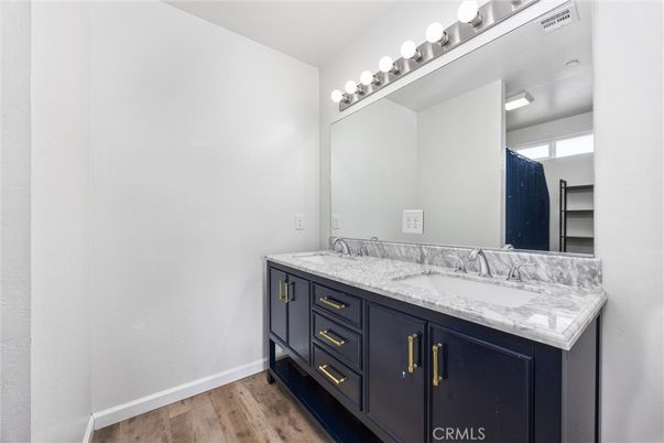 Bathroom, Dual Sink Vanities, Interior, Wood Texture Flooring