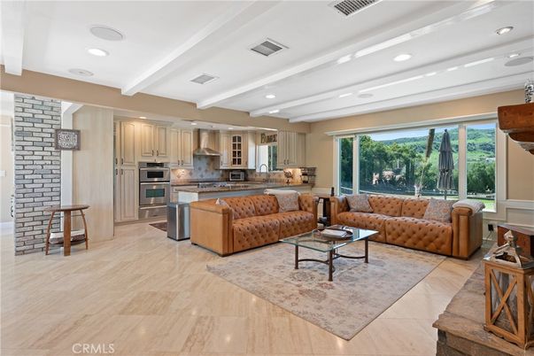 Interior, Kitchen, Living room, Recessed Lighting, Stainless Steel Appliances, Wood Texture Flooring