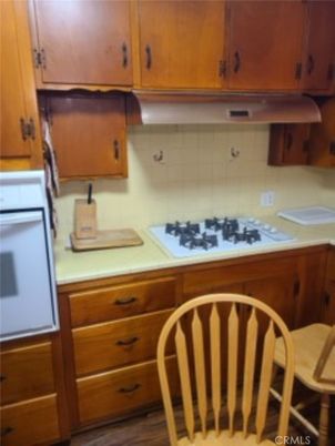 Interior, Kitchen, Tile Countertops, Wood Texture Flooring