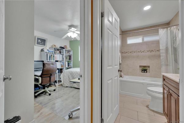 Bathroom, Interior, Recessed Lighting, Wood Texture Flooring