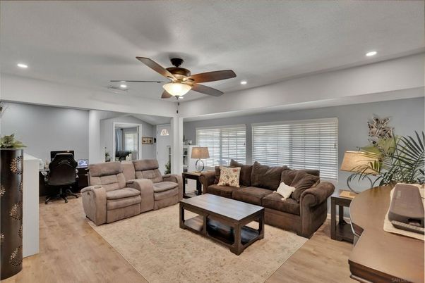Home Office, Interior, Living room, Recessed Lighting, Wood Texture Flooring