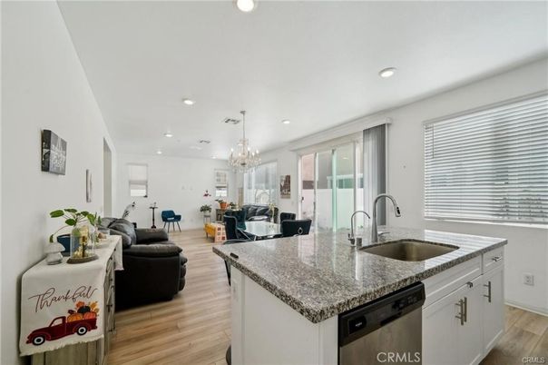 Chandelier, Interior, Kitchen, Living room, Recessed Lighting, Wood Texture Flooring