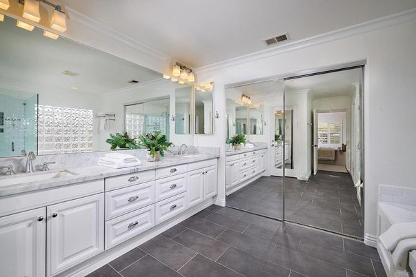 Bathroom, Dual Sink Vanities, Glass Shower, Interior