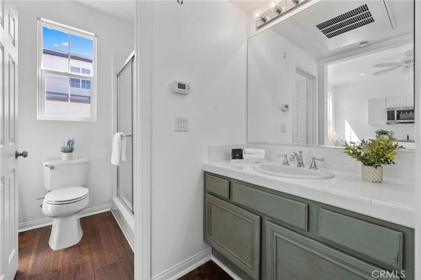 Bathroom, Interior, Tile Countertops, Wood Texture Flooring