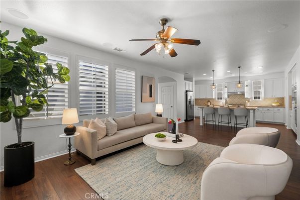 Interior, Kitchen, Living room, Pendant Lights, Recessed Lighting, Wood Texture Flooring
