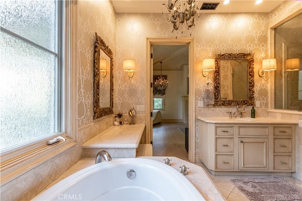 Bathroom, Chandelier, Interior, Recessed Lighting