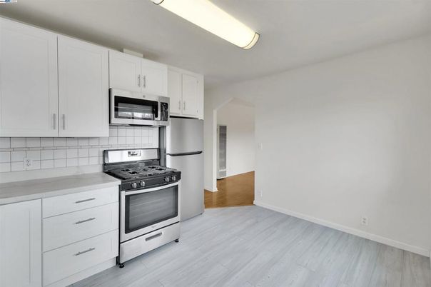 Interior, Kitchen, Stainless Steel Appliances, Wood Texture Flooring