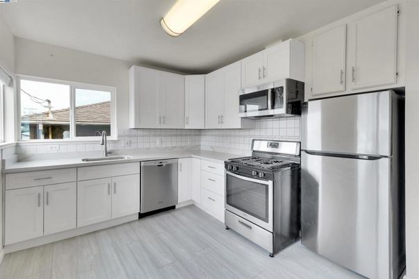 Interior, Kitchen, Stainless Steel Appliances, Wood Texture Flooring