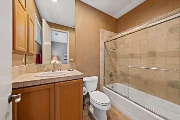 Bathroom, Glass Shower, Interior, Recessed Lighting, Tile Countertops