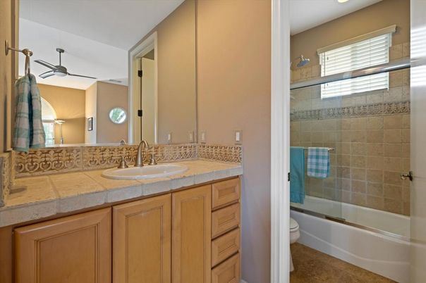 Bathroom, Glass Shower, Interior, Recessed Lighting, Tile Countertops