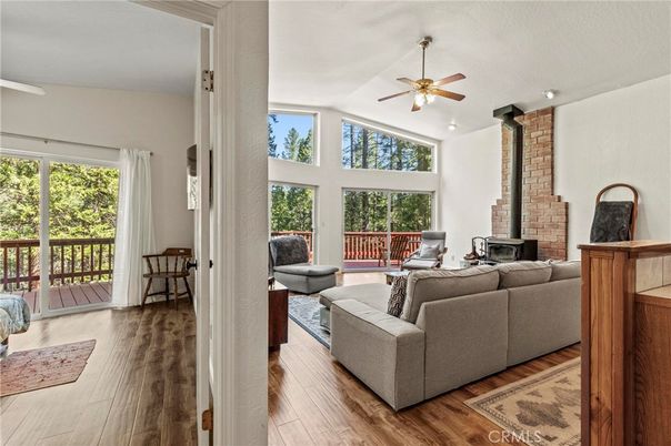 Fireplace, Interior, Living room, Stone Walls, Wood Texture Flooring